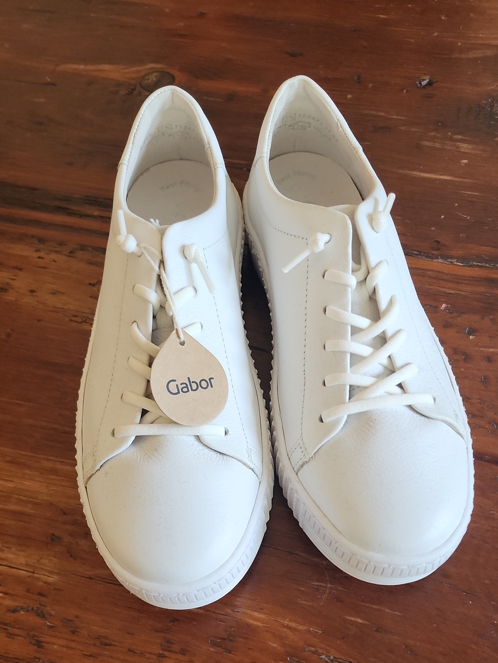 Brand New Gabor Women's White Leather Lace-Up Sneakers